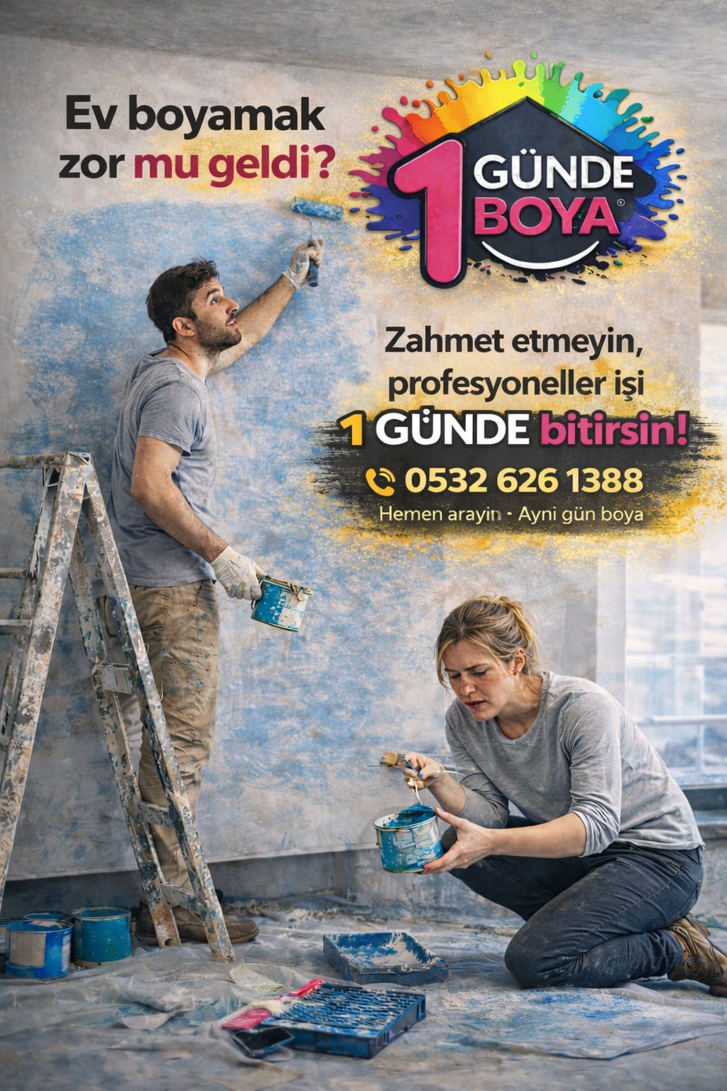 Kartal‘da Boya İşiniz Varsa, Günlerinizi Harcamayın Pratik uygulama, profesyonel ekip, hızlı teslim.
